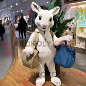 Hvid kænguru maskot kostume...