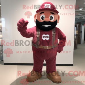 Maroon Pink maskot kostume...