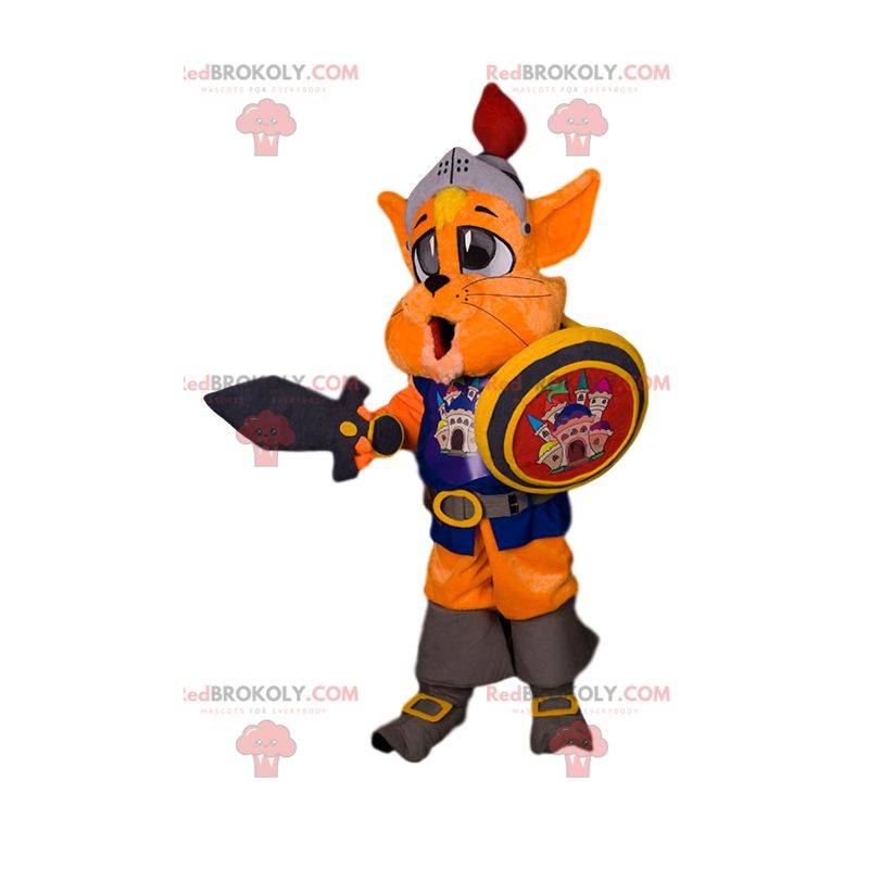 Knight cat mascot with accessories