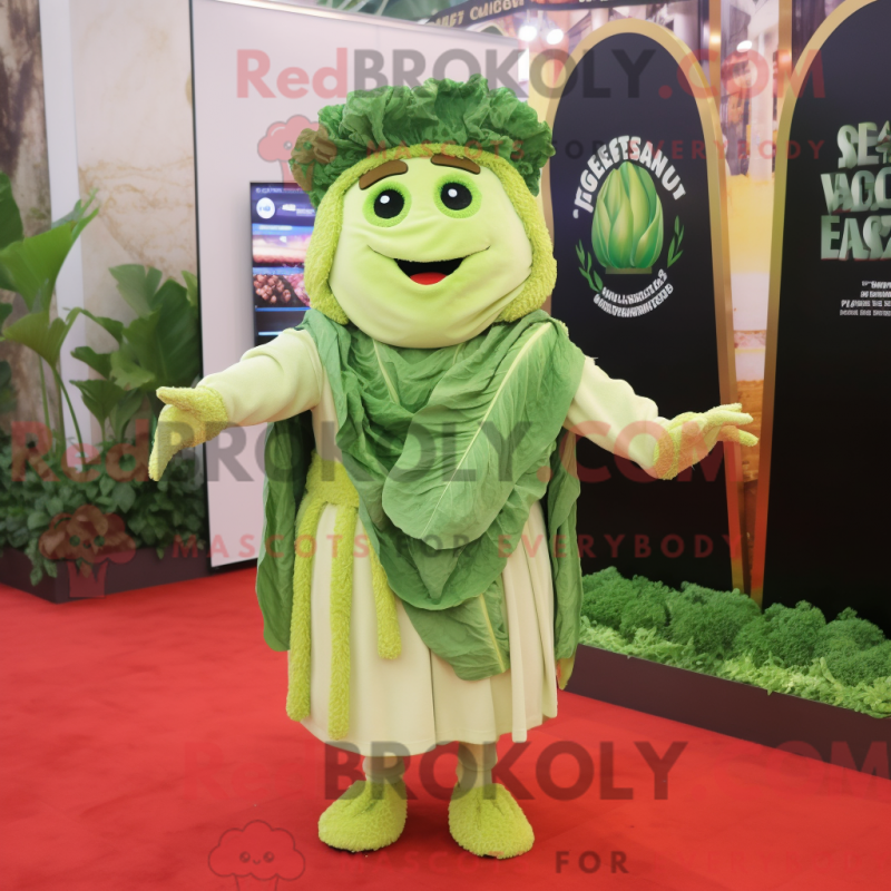 Máscara Grønn Caesar Salat com caraterísticas elegantes com macacão e traje - Mascotes da Salada Caesar - RedBrokoly.com