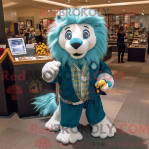 Turquoise Lion mascot...