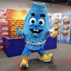 Blå Nachos maskotdraktfigur...