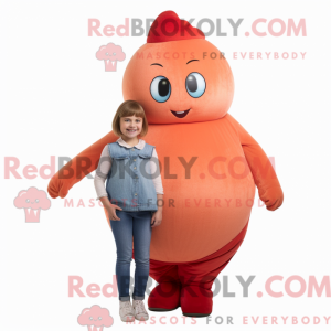 Rød aprikos maskot drak...
