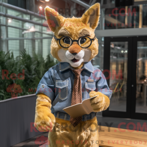 Gold Lynx-maskotdraktfigur...