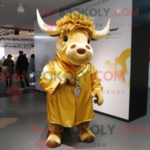 Guld Zebu maskot kostume...