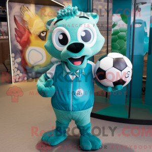 Teal Soccer Ball maskot...