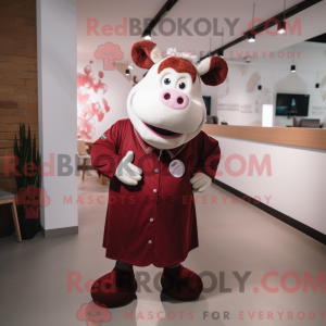 Maroon Cow mascottekostuum...
