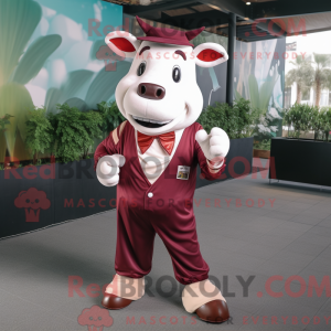Maroon Cow maskot kostume...