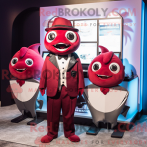 Fantasia de mascote de atum marrom com smoking e porta-moedas - Mascotes de atum - REBROKO_308513 - RedBrokoly.com