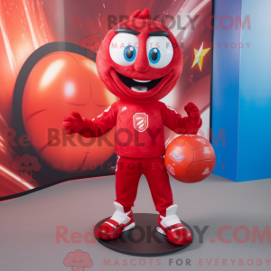 Red Rugby Ball mascot...