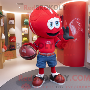 Red Rugby Ball mascot...
