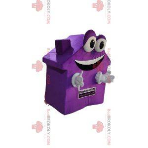 Very smiling mauve house mascot. House suit