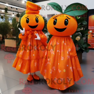 Maskotdraktfigur i oransje...