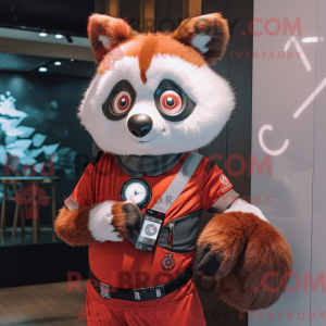 Sølv rød panda maskot...