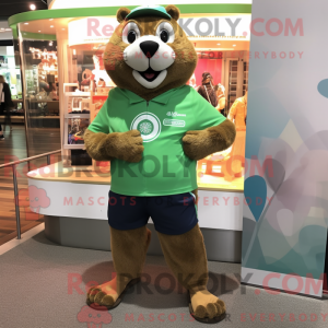 Olive Beaver maskot kostym...