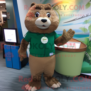 Olive Beaver maskot kostyme...