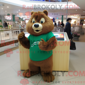 Olive Beaver maskot kostym...