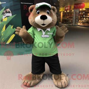Olive Beaver maskot kostyme...