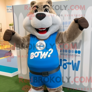 Fantasia de mascote castor cinza com top e cintos - Castores mascotes - REBROKO_308672 - RedBrokoly.com
