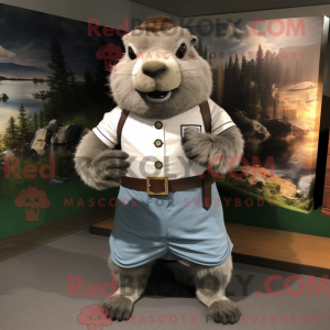 Grå Beaver-maskotdraktfigur...