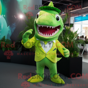 Lime Green Shark mascot...