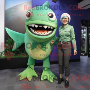 Green Shark maskot kostume...