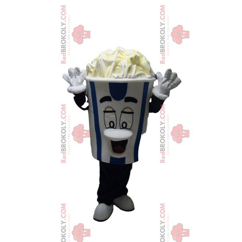 Blue and white striped ice cream mascot