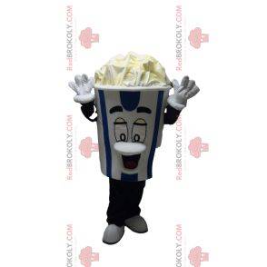 Blue and white striped ice cream mascot