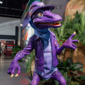 Fantasia de mascote Coelophysis roxa com bermuda e luvas - Mascotes Celófise - REBROKO_308765 - RedBrokoly.com
