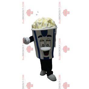 Blue and white striped ice cream mascot