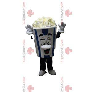 Blue and white striped ice cream mascot