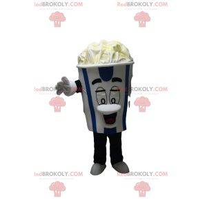 Blue and white striped ice cream mascot