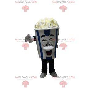 Mascotte gelato a strisce blu e bianche