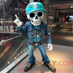 Turkis Skull maskot kostume...