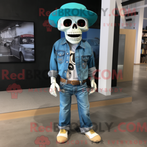 Turkis Skull maskot kostume...