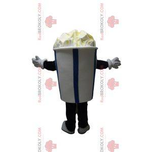 Blue and white striped ice cream mascot