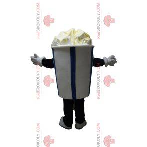 Blue and white striped ice cream mascot