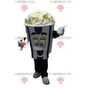 Blue and white striped ice cream mascot