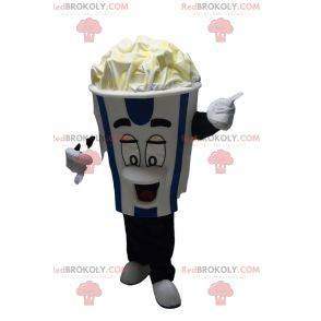 Blå og hvit stripet iskrem maskot