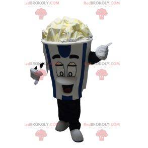 Mascotte gelato a strisce blu e bianche