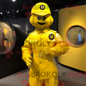 Gul Commando maskot kostume...