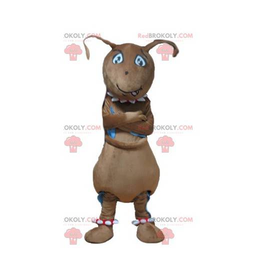 Mascote formiga marrom gigante e engraçada - Redbrokoly.com