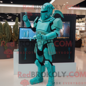 Teal Spartan Soldier mascot...