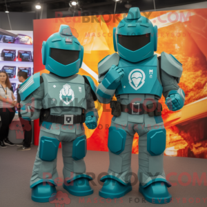 Teal Spartan Soldier mascot...