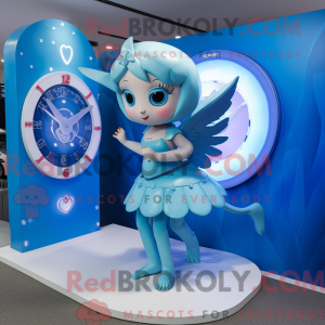 Cyan Amor maskot kostume...
