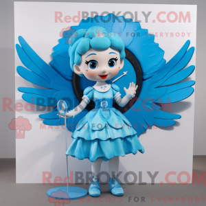 Cyan Cupid-maskotdraktfigur...