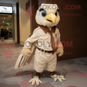 Beige Hawk maskot kostume...