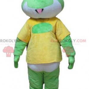 Mascot green white and yellow frog - Redbrokoly.com