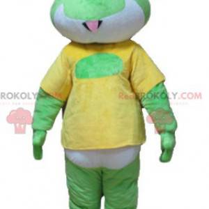 Mascotte de grenouille verte blanche et jaune - Redbrokoly.com