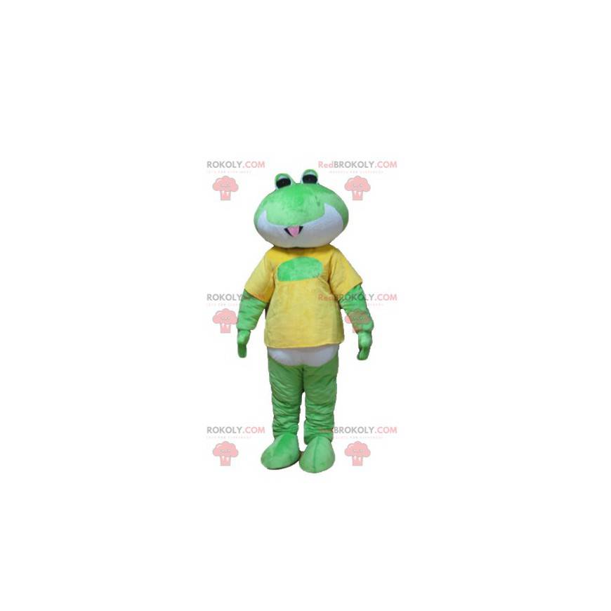 Mascote sapo verde branco e amarelo - Redbrokoly.com